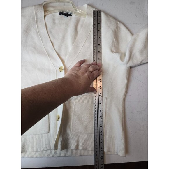 J.Crew Womens Cream V-Neck Cardigan Sweater Cotton Wool Front Pockets - Picture 6 of 8